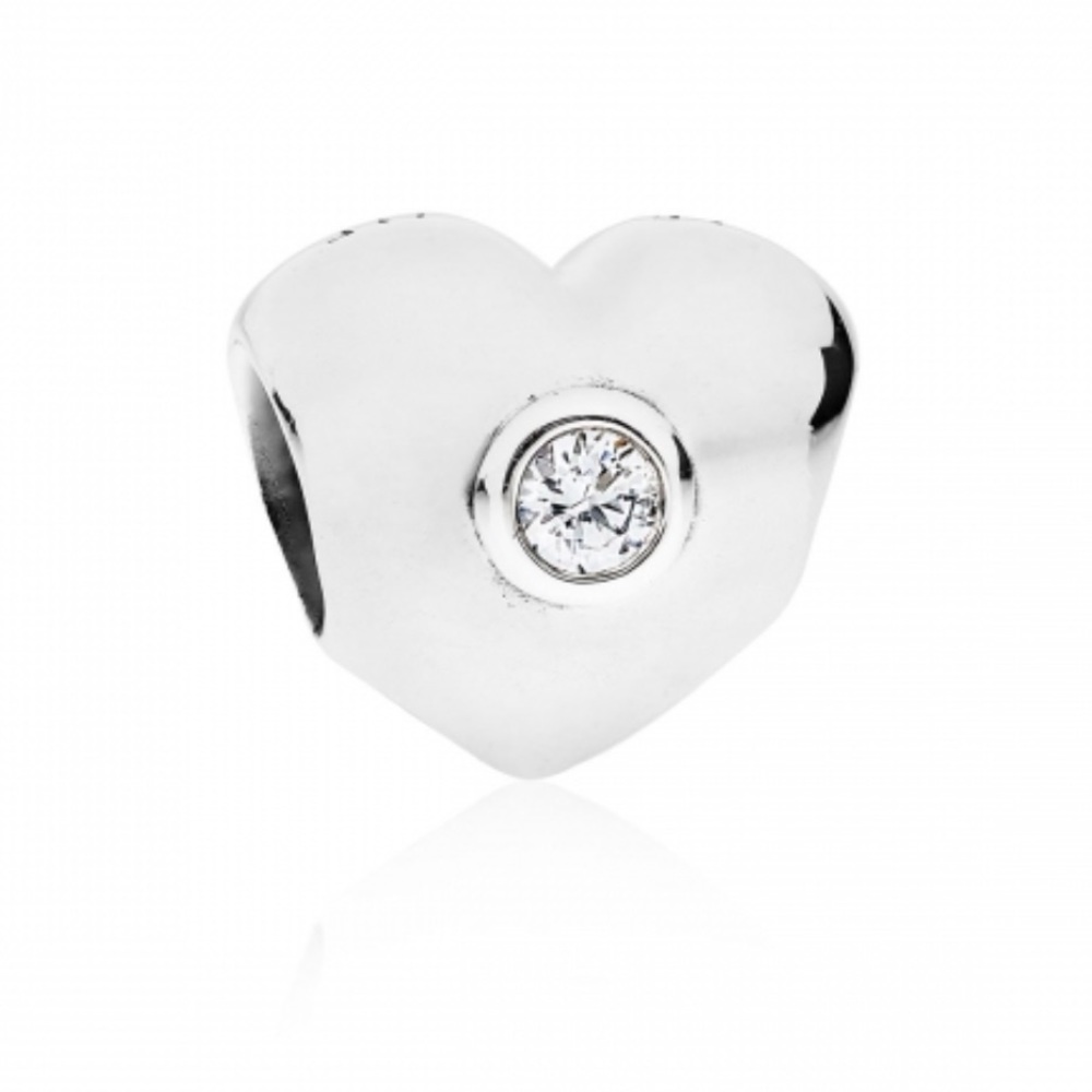 Pandora Heart Charm with Clear CZ Center